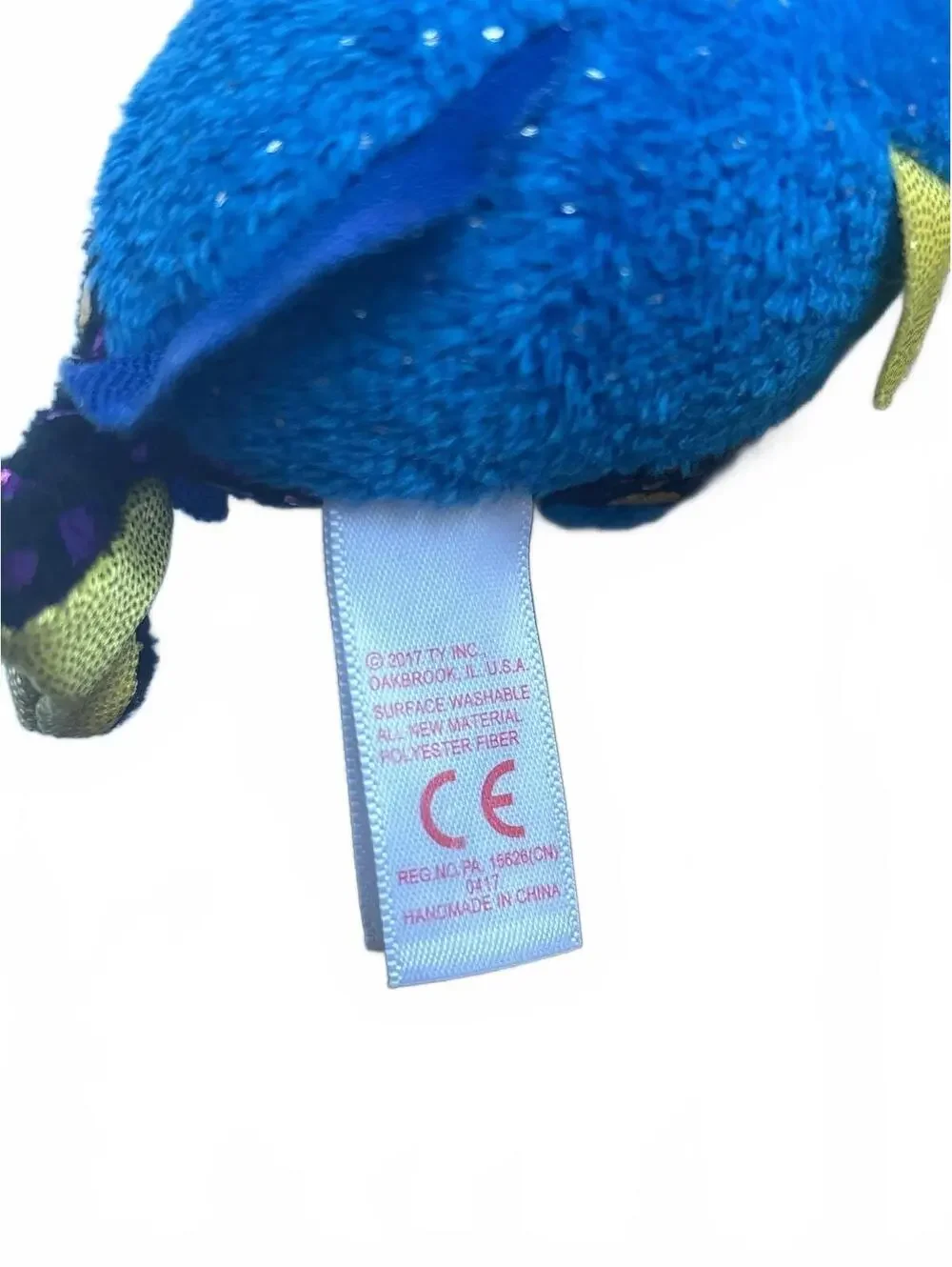 Ty Aqua Blue Fish Keychain Key Clip 4” Mini Plush Glitter Eyes Shiny Skin